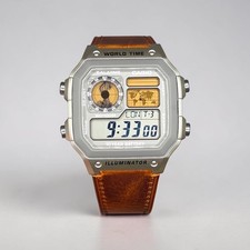Silver CASIO AE-1200WHD. Royale Watch Mod. Shelby Cobra Gold Filter. Leather picture