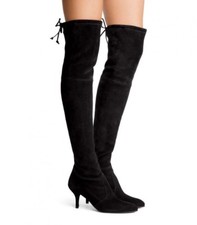 $798 New Stuart Weitzman Black Suede Tiemodel Over-The-Knee Boot picture