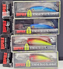 Lot of 4 Rapala X-Rap Shad XRS-6 Slashbait Lures (2) Clown (2) Blue Silver NOS picture