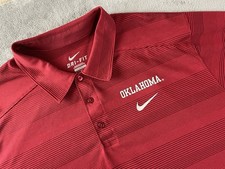 Nike Dri-Fit Oklahoma Sooners OU Polo Shirt Mens XL Crimson Striped Golf Casual picture