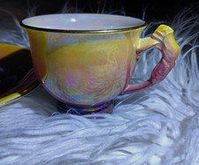 Vintage Royal Winton Grimwades Lustreware Teacup Set Yellow Purple Opal England picture