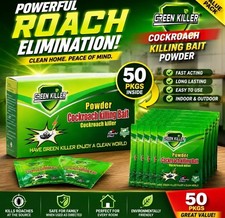 Green Killer Cockroach Killing Powder Bait, Roach Killing Bait Method, 5 g 50pcs picture