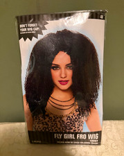 Women’s Black Curly Long Afro Costume Wig for Halloween or Party, One Size picture