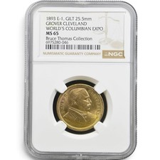 1893-Chicago Columbian Expo Medal, Eglit-1, Grover Cleveland-NGC MS 65-Top Pop picture