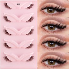 3/5 Pairs Cat Eye False Lashes Natural Short Fluffy Eyelashes Wispy Half False   picture