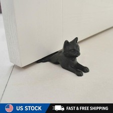 Cast Iron Door Stop Old Vintage Antique Cat Design Decorative Stopper Wedge New picture