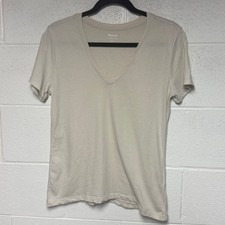 Madewell Softfade Cotton Beige Vneck Tee S Short Sleeve Cream T-Shirt picture