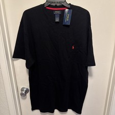 Polo Ralph Lauren Mens Black Crewneck T-Shirt Red Pony Logo 2XL NWT picture
