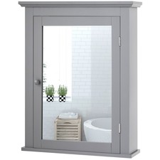 Costway Bathroom Mirror Cabinet Wall Mounted Adjustable Shelf Medicine Gray picture