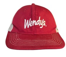 Wendy's Employee Work Uniform Red Adjustable Mesh Snapback Baseball picture