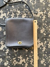 Vintage Coach Compact Pouch Bag Black Leather Brass Hardware picture