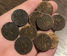 INTERESTING 1700s 1 New York Penny East Dutch India VOC Colonial Era Old 1 Coin picture