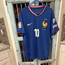 Nike France National Team Soccer Jersey Blue Kylian Mbappe #10 Men's L picture