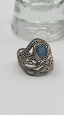 Vintage STS Jewels 925 Sterling Silver Statement Ring Iridescent Opal-Type Stone picture