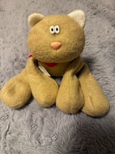 Hallmark Callie Cat Vintage 1985 Beige Plush Stuffed Animal Red Ribbon DT383-1 picture