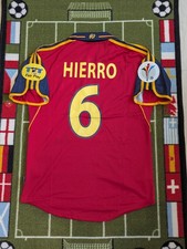 SPAIN EURO 2000 HOME FOOTBALL SHIRT 1999 2000 SIZE LARGE HIERRO 6# BARCELONA picture