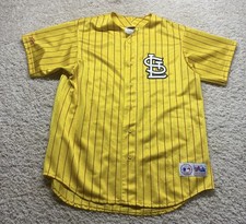 VTG Majestic Lehigh Yellow Pinstripe St Louis Cardinals Jersey Men’s Large EUC picture