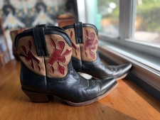 Charlie 1 Horse By Lucchese  9B Black And Red Ankle Boots Vintage Cowboy Western picture