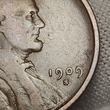 1909-S Lincoln Wheat Penny Cent 1c Semi-key Date Choice VF Very Fine Brown LCABk picture