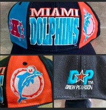 Vintage 90's Drew Pearson Miami Dolphins Snapback Hat NFL Color Block Marino Era picture