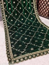 Green Embroidery Velvet Dupatta For Bride And Women Velvet Shawl Odhani Veil picture