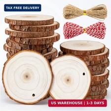 20PCS Unfinished Natural Wood Slices 2.7-3.1 Inches with Holes for DIY Crafts picture