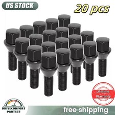 20PCS 12x1.25 Black Lug Nuts Bolts for Jeep Cherokee Compass Dodge Dart Chrysler picture