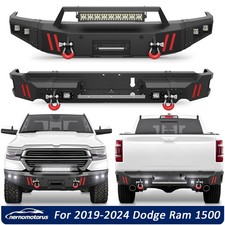 For 2019-2024 Ram 1500 Steel Front or Rear Bumper with Winch Plate +LED Lights picture