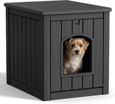 Outdoor Indoor Resin Dog House Black Medium Multi-Functional Pet House picture