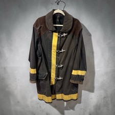 Vtg 70-80’s Janesville “Fire Master” Black Canvas Firefighter Turnout Coat XL picture