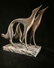Bronze Art Deco Bronze Greyhound Sculpture by Karl Hagenauer Marble Base  picture