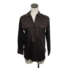 NWT Madewell Womens Size XS Utility Long-Sleeve Popover Shirt Dark Carob NS410 picture
