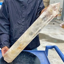 21.93LB Large Natural Clear White Crystal Obelisk Transparent Quartz Energy picture
