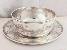Gorham Sterling #12374 & 5 Dutch Vintage Children Scene Bowl & Baby Underplate picture