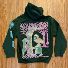 Tetsunori Tawaraya Hoodie Neon Psychedelic Tokyo Japan Forest Green Size M New picture