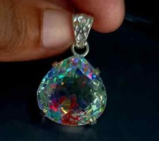 EGL 50.70 Ct+ Natural Mystic Topaz Pear Cut 925 Solid Silver Pendant Gemstone picture