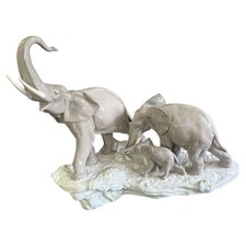Vintage LLADRO Elephant Family Figurine #1150 Spain Porcelain Sculpture Retired picture