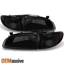 Fit 97-03 Pontiac Grand Prix Black Smoke Headlights Headlamps Replacement picture