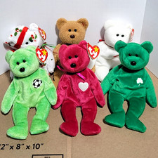 Ty Beanie Babies Vintage 1998 Plush Lot of 5, Erin Lucky Valentino Holiday picture
