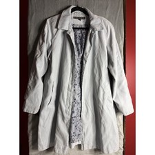 Fleet Street Rainwear Light Blue Faux Suede Trench Coat Floral Lining Large picture