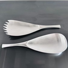 Dansk MCM Stainless Steel Flatware ODIN Salad Serving Set Spoon Fork Korea 8 3/4 picture