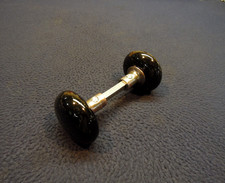 Beautiful Pair Antique Victorian Jet Black Porcelain Door Knobs 11/16