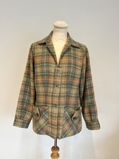 Vintage 1940s 1950s Checked Wool Jacket Beige Multi Colour M UK 12-14 picture