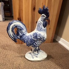 Vintage Pennsbury Pottery 127 Rooster Figurine Signed Blue Spongeware MINT picture