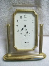 Vintage 1970's Seiko Brass & Lucite Quartz Desk Clock with Separate Second Hand picture