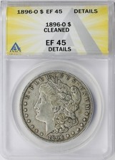 1896-O $1 Morgan Dollar ANACS EF45 Details Cleaned picture