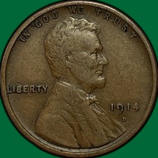 1914-D Lincoln Wheat Cent Choice Very Fine VF+/XF Coin #48135 picture