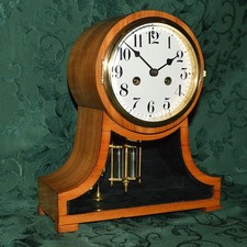 RARE ANTIQUE WATERBURY FONTAINE GLASS FRONT MANEL CLOCK. RESTORED. SERVICED. picture
