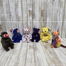 Lot of 6 Retired TY Beanie Babies Princess, Jack, Sam, Cheeks, Kaleidoscope picture