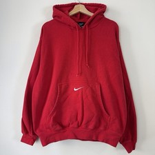 Vintage 2000's Nike Center Swoosh Pocket Embroidered y2k Cherry Red Hoodie L/XL picture